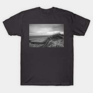 Mablethorpe Sand Dunes, Storm Coming, Black And White T-Shirt